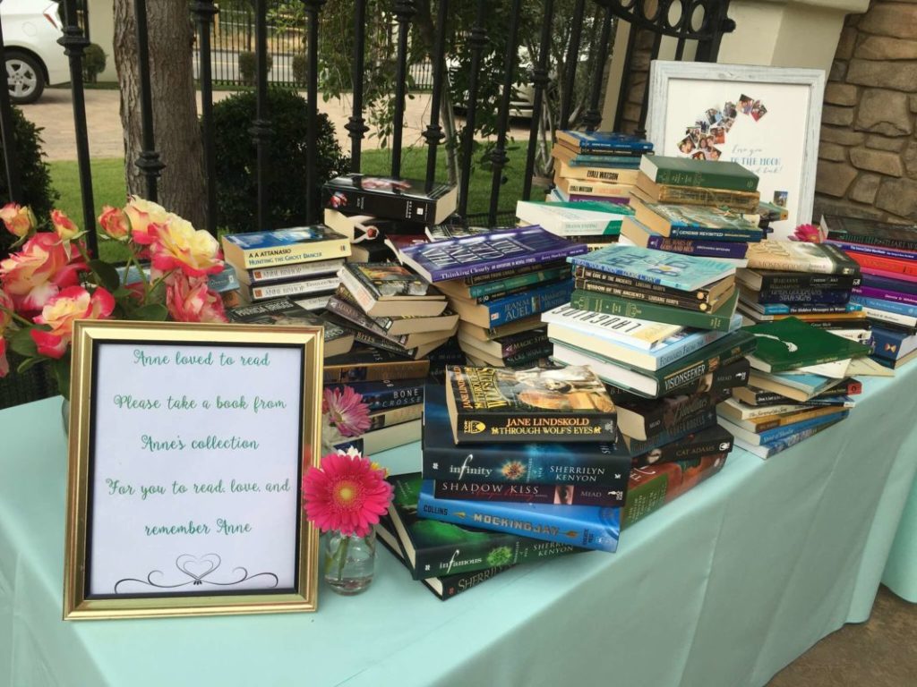 Amazing idea to handout your loved ones books or items they loved at the Memorial (2)