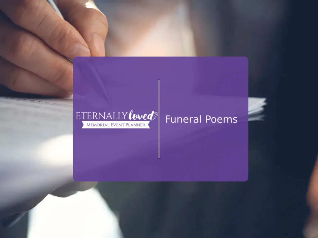 Open Book with Handwritten Funeral Poem for Memorial Service Planning | Eternally Loved