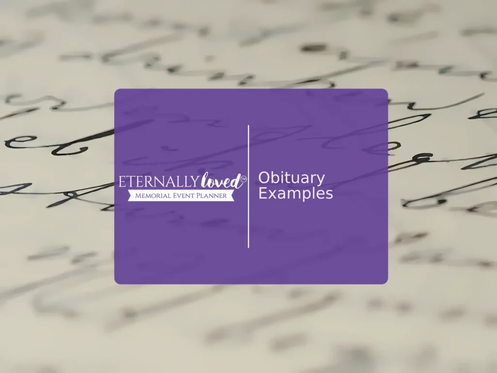 Sample Obituary Being Written by Hand with Flowers Nearby | Eternally Loved